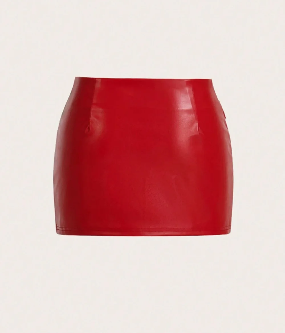 Pu Leather Skirts for Women Winter New Street Spice Girls Sexy Button Bodycon Skirts