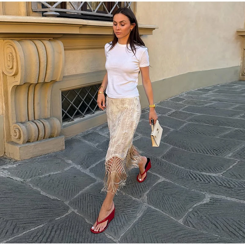 Embroidery Tassels Wrap Women's Maxi Skirt Lady's High Waist Skirt Casual Loose Long Skirts 2026 New for Holiday Party Commute