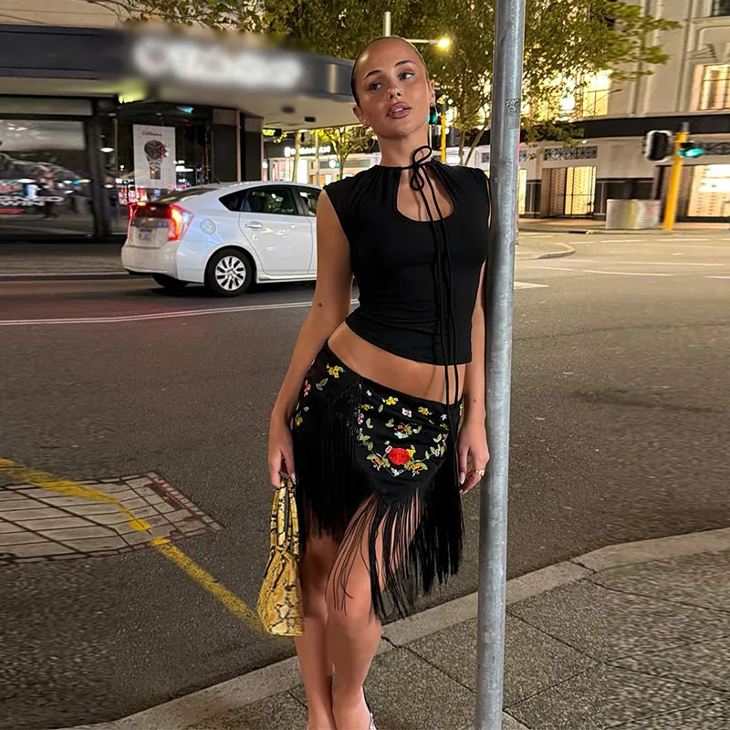 Embroidery Tassels Wrap Women's Maxi Skirt Lady's High Waist Skirt Casual Loose Long Skirts 2026 New for Holiday Party Commute