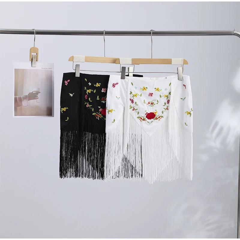 Embroidery Tassels Wrap Women's Maxi Skirt Lady's High Waist Skirt Casual Loose Long Skirts 2026 New for Holiday Party Commute