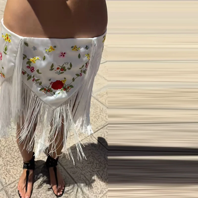 Embroidery Tassels Wrap Women's Maxi Skirt Lady's High Waist Skirt Casual Loose Long Skirts 2026 New for Holiday Party Commute