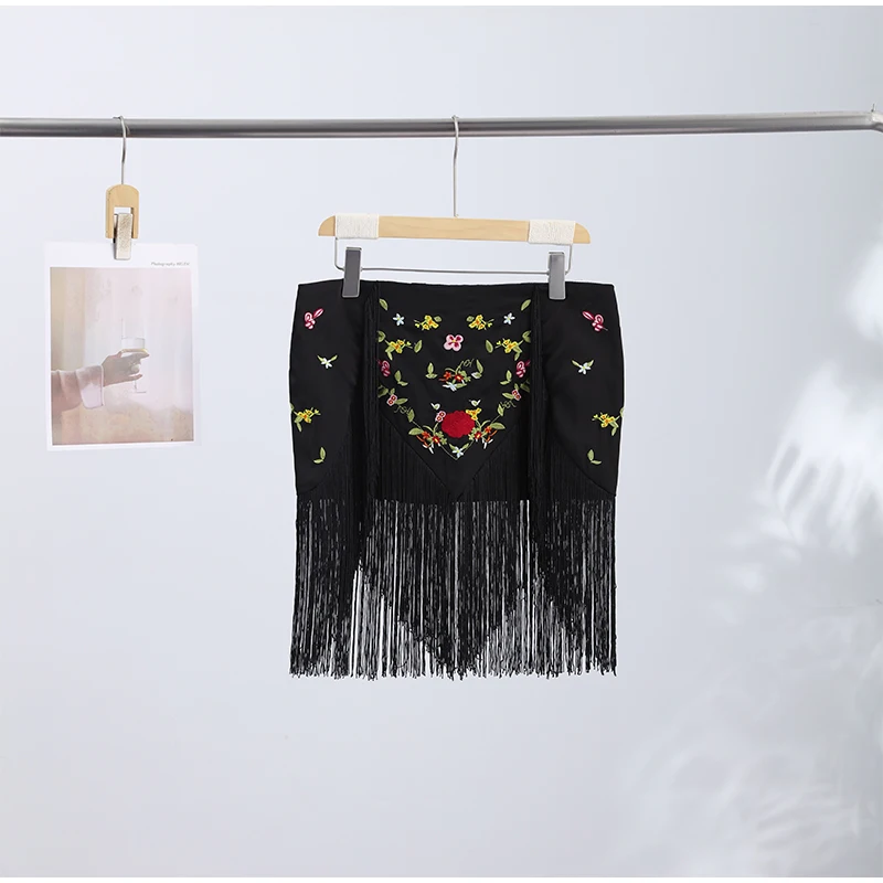 Embroidery Tassels Wrap Women's Maxi Skirt Lady's High Waist Skirt Casual Loose Long Skirts 2026 New for Holiday Party Commute