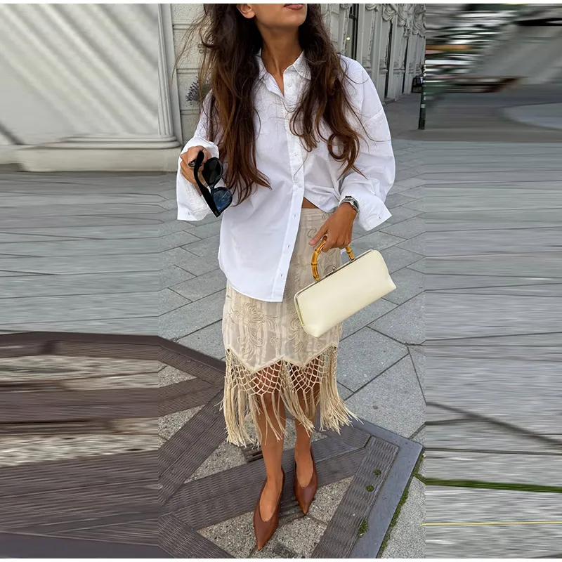 Women Skirt Floral Print Satin Midi Skirt High Waist Split Straight Elegant Casual Chic Summer Slimming Streetwear For Ladies