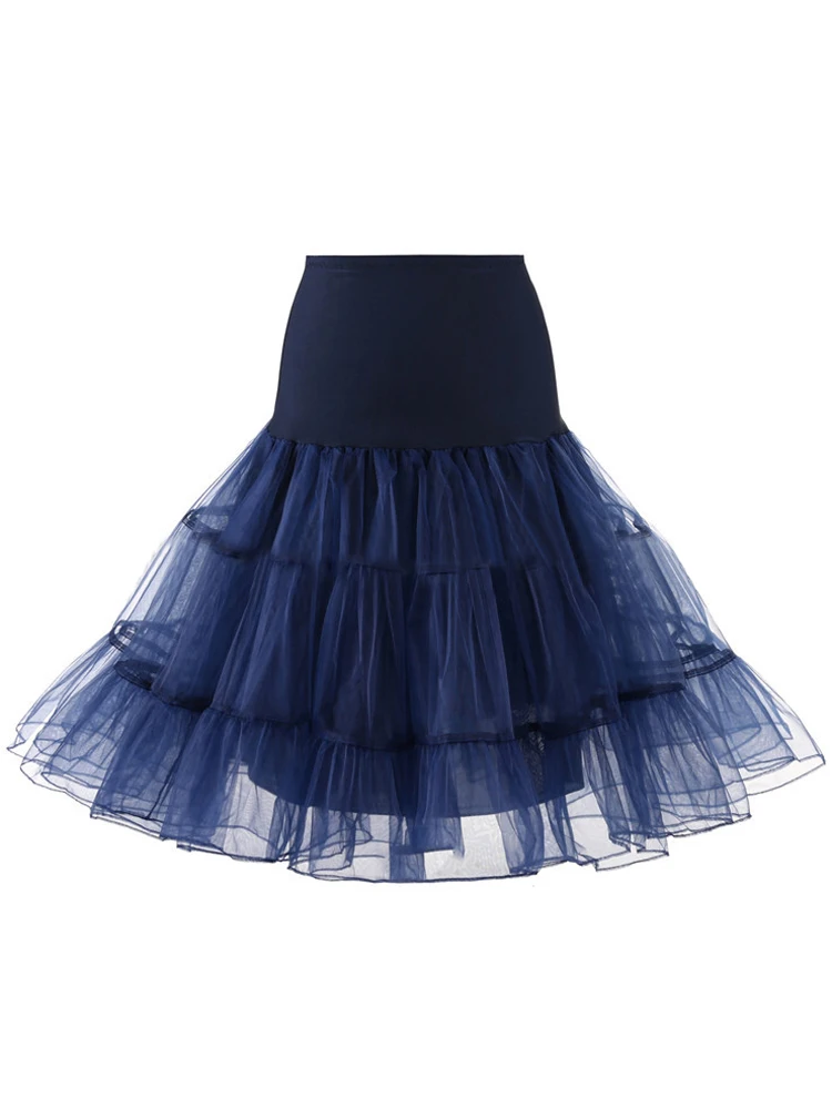 Tonval Pleated Vintage Voile Underskirt Ballet Tutu Skirts for Women 50s Retro Skirt Wedding Elegant Party Petticoat