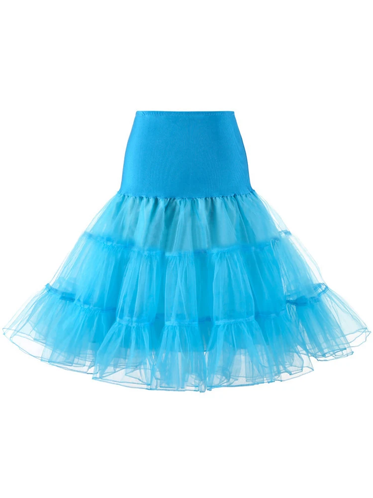 Tonval Pleated Vintage Voile Underskirt Ballet Tutu Skirts for Women 50s Retro Skirt Wedding Elegant Party Petticoat