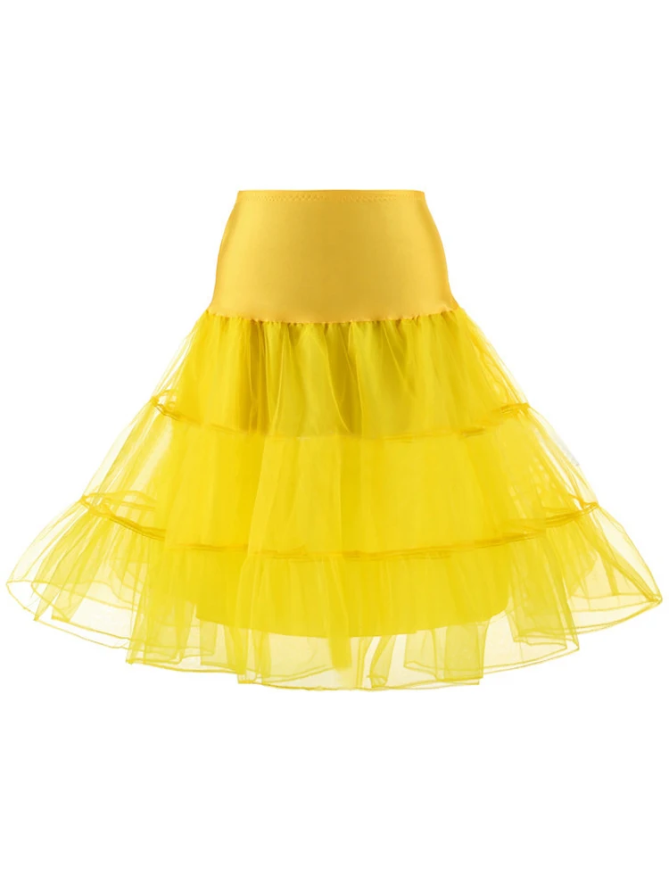 Tonval Pleated Vintage Voile Underskirt Ballet Tutu Skirts for Women 50s Retro Skirt Wedding Elegant Party Petticoat