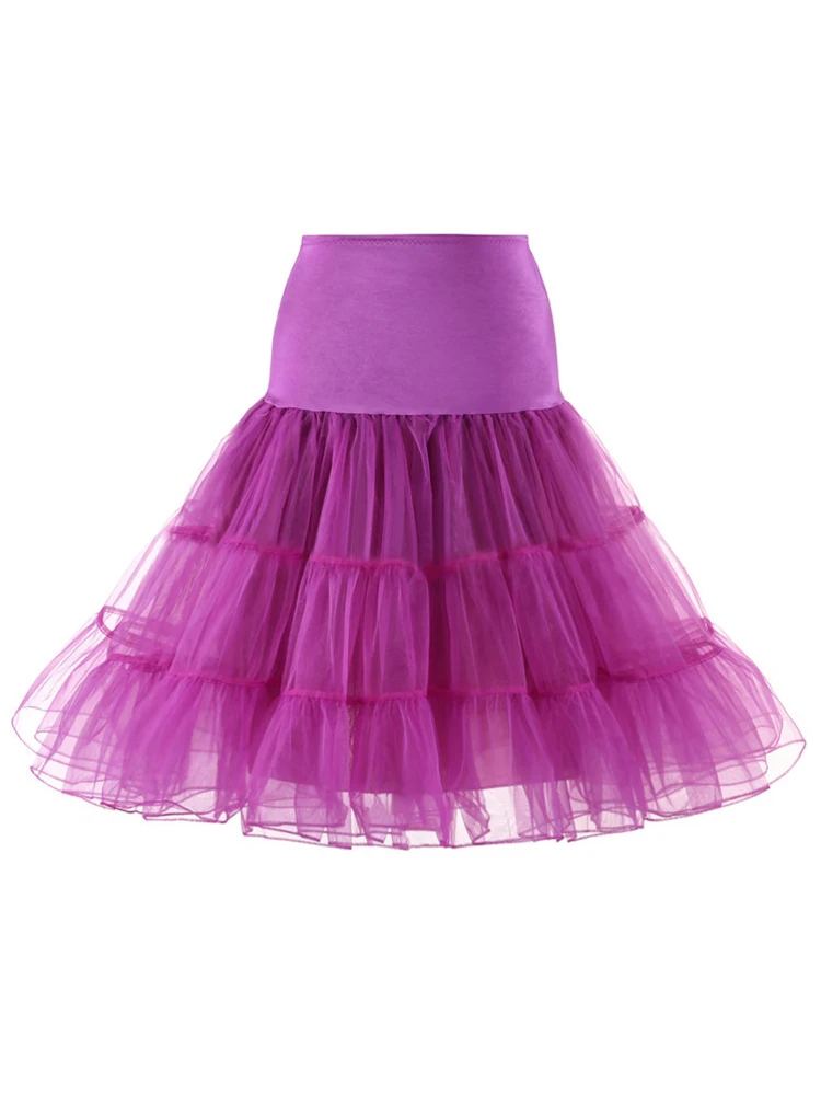 Tonval Pleated Vintage Voile Underskirt Ballet Tutu Skirts for Women 50s Retro Skirt Wedding Elegant Party Petticoat
