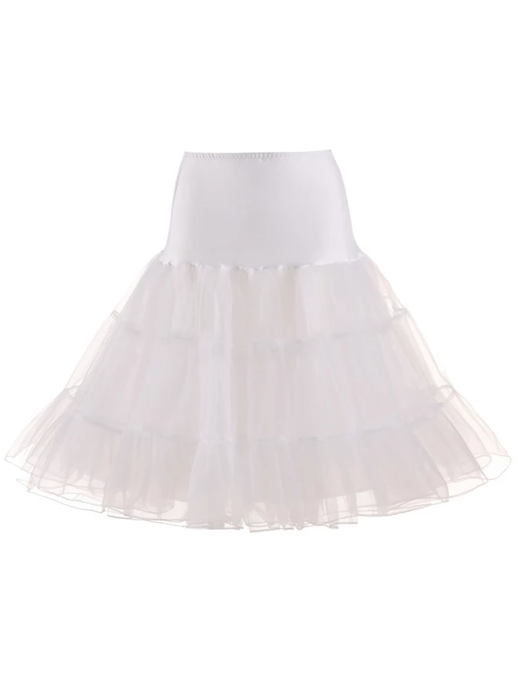 Tonval Pleated Vintage Voile Underskirt Ballet Tutu Skirts for Women 50s Retro Skirt Wedding Elegant Party Petticoat