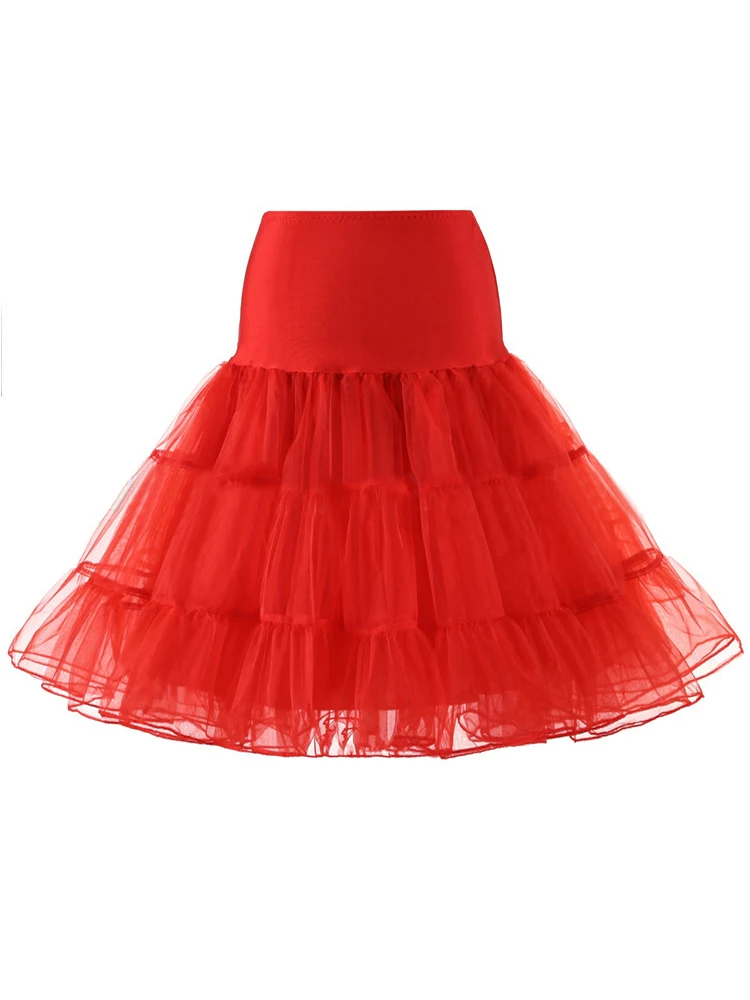 Tonval Pleated Vintage Voile Underskirt Ballet Tutu Skirts for Women 50s Retro Skirt Wedding Elegant Party Petticoat