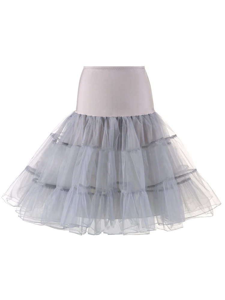 Tonval Pleated Vintage Voile Underskirt Ballet Tutu Skirts for Women 50s Retro Skirt Wedding Elegant Party Petticoat