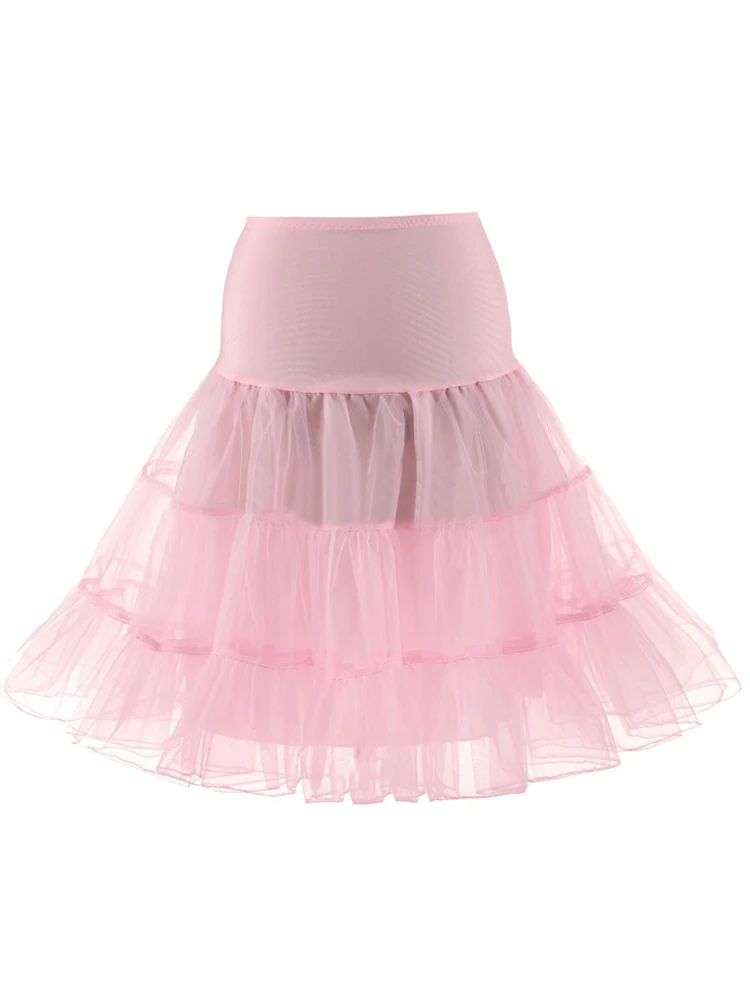 Tonval Pleated Vintage Voile Underskirt Ballet Tutu Skirts for Women 50s Retro Skirt Wedding Elegant Party Petticoat