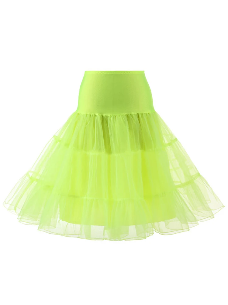 Tonval Pleated Vintage Voile Underskirt Ballet Tutu Skirts for Women 50s Retro Skirt Wedding Elegant Party Petticoat