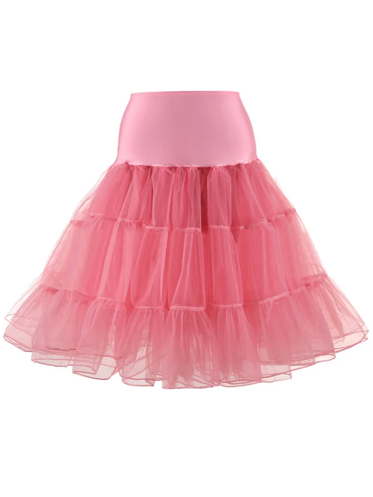 Tonval Pleated Vintage Voile Underskirt Ballet Tutu Skirts for Women 50s Retro Skirt Wedding Elegant Party Petticoat