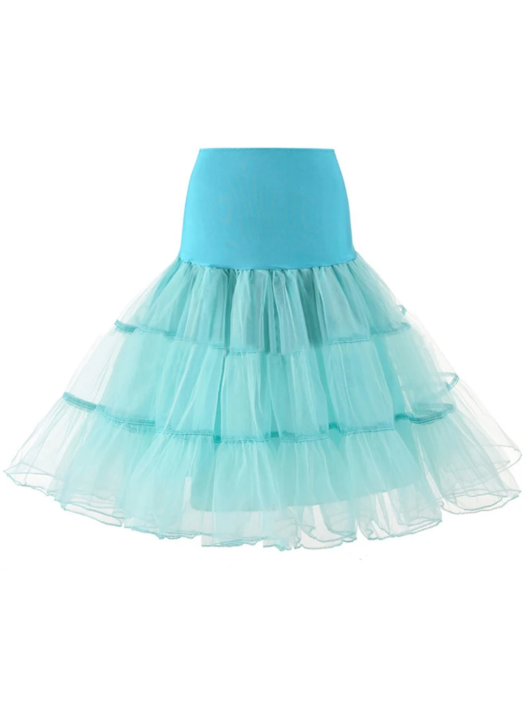 Tonval Pleated Vintage Voile Underskirt Ballet Tutu Skirts for Women 50s Retro Skirt Wedding Elegant Party Petticoat