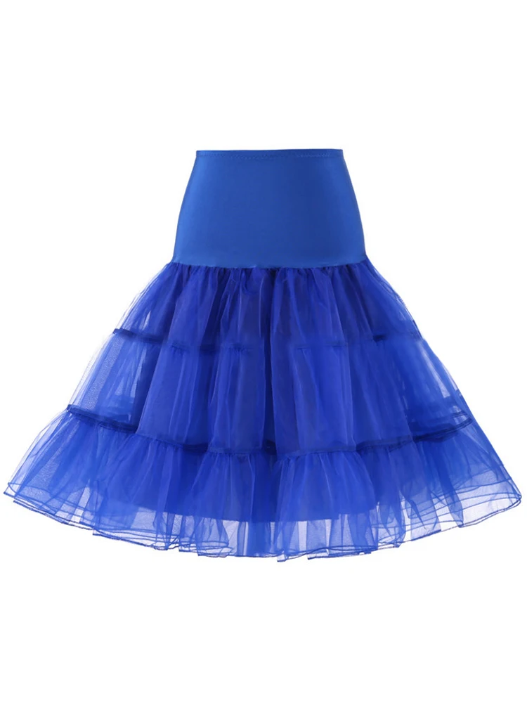 Tonval Pleated Vintage Voile Underskirt Ballet Tutu Skirts for Women 50s Retro Skirt Wedding Elegant Party Petticoat