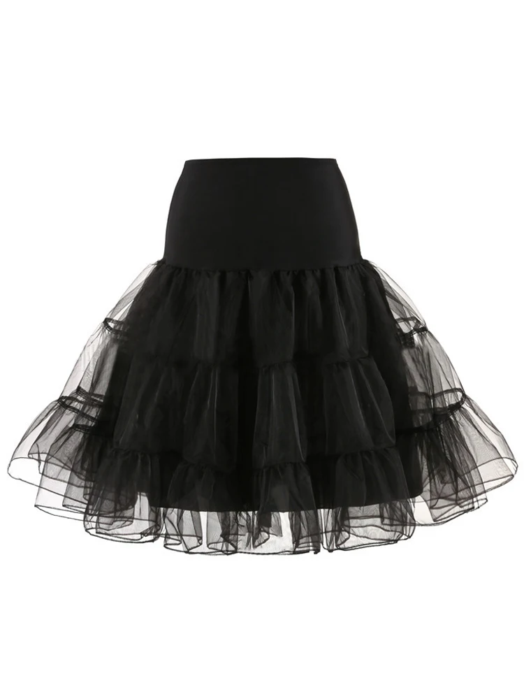 Tonval Pleated Vintage Voile Underskirt Ballet Tutu Skirts for Women 50s Retro Skirt Wedding Elegant Party Petticoat