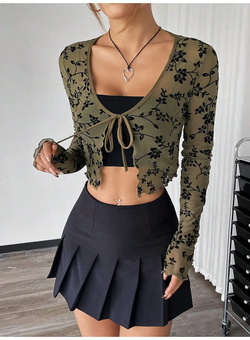 Elegant Dark Green Long Skirts Women 2025 Autumn Casual Floral Half-body Fishtail Slim Maxi Skirt