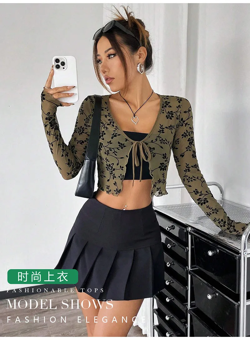 Elegant Dark Green Long Skirts Women 2025 Autumn Casual Floral Half-body Fishtail Slim Maxi Skirt