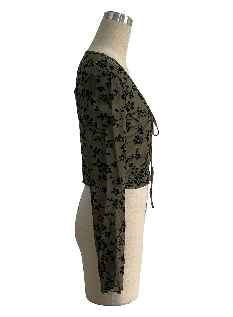 Elegant Dark Green Long Skirts Women 2025 Autumn Casual Floral Half-body Fishtail Slim Maxi Skirt