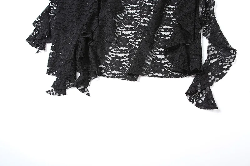 BKLD 2026 Autumn New Women Clothing Black Skirts Sexy High Waist Lace Ruffles Patchwork Irregular Y2k Skirts Party Clubwear