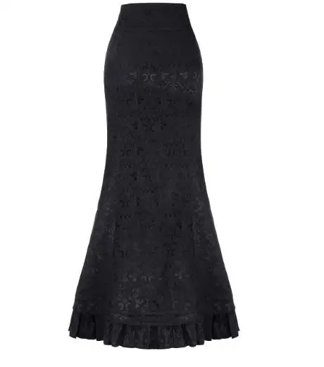 1pcs/lot Women Skirt Vintage Style Retro Mermaid Skirt Vintage Long Ruffle Slim Fishtail Skirt Lace-up Long Print Skirt