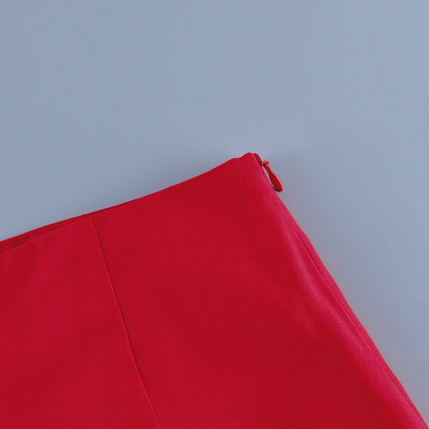 Linad Street Chic Red Long Trumpet Skirts For Woman 2026 Autumn Vintage Loose High Waist Skirts Casual Ruffles Mid Calf Skirt