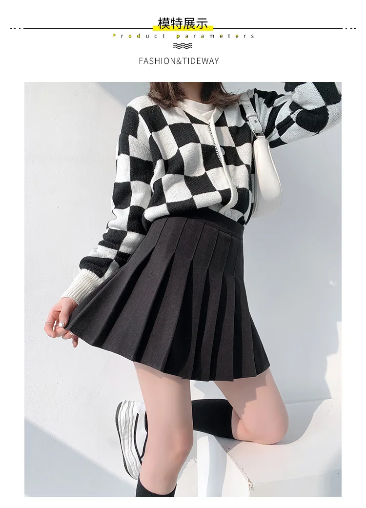 Brown High Waist Pleated Skirts for Women A-Line Mini Tennis Skirt with Lining Shorts Ladies Spring Summer Casual Basic Skirts