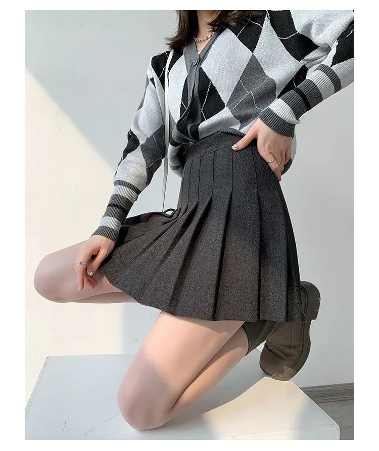 Brown High Waist Pleated Skirts for Women A-Line Mini Tennis Skirt with Lining Shorts Ladies Spring Summer Casual Basic Skirts