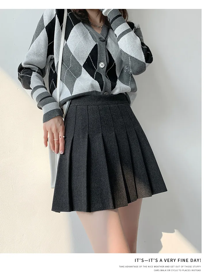 Brown High Waist Pleated Skirts for Women A-Line Mini Tennis Skirt with Lining Shorts Ladies Spring Summer Casual Basic Skirts
