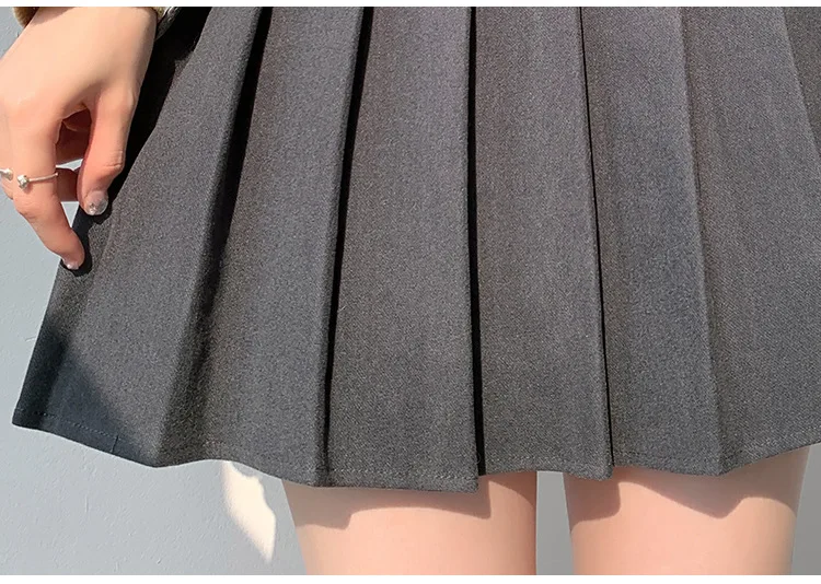 Brown High Waist Pleated Skirts for Women A-Line Mini Tennis Skirt with Lining Shorts Ladies Spring Summer Casual Basic Skirts