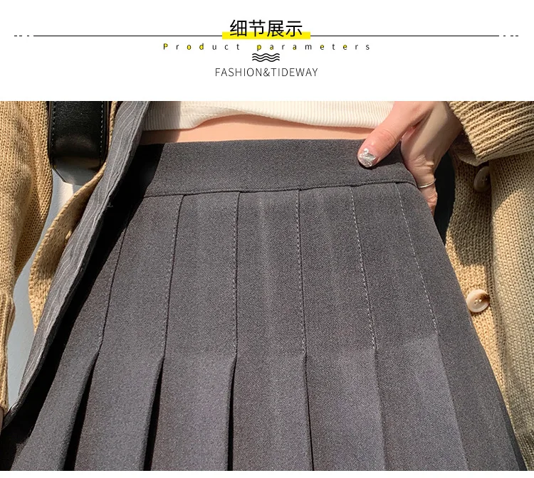Brown High Waist Pleated Skirts for Women A-Line Mini Tennis Skirt with Lining Shorts Ladies Spring Summer Casual Basic Skirts