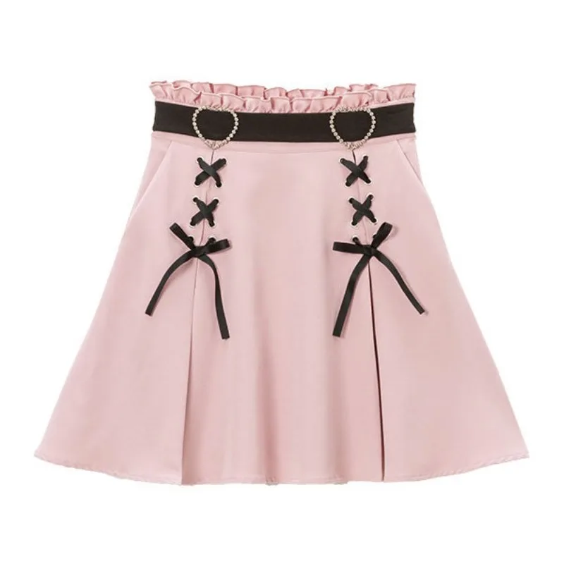 2025 Faldas Mujer De Moda Japanese Y2K Skirts for Women High Waist A-line Summer Tunic Jupe Bandage Fashion Pleated Mini Skirt