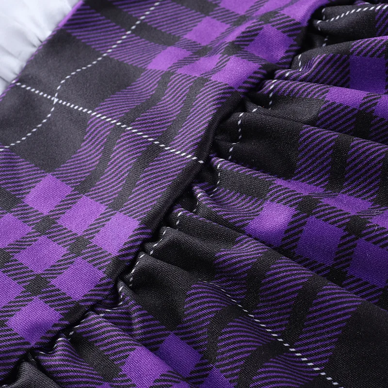 Vintage Y2K Punk Sexy High Waist Mini Skirts Purple Plaid Bandage Harajuku Aesthetic Skirt Goth Grunge Cake Skirt Streetwear