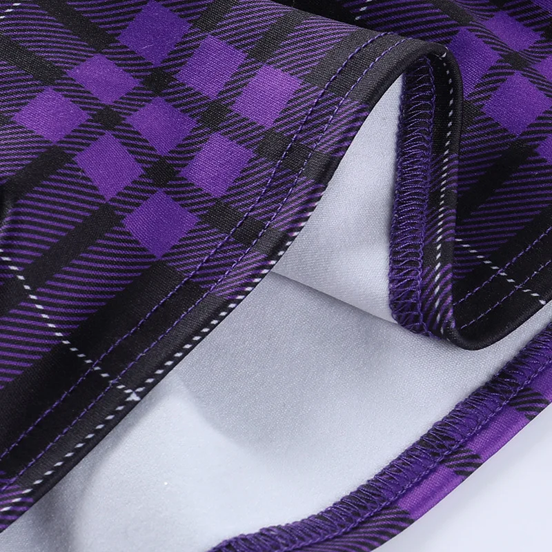 Vintage Y2K Punk Sexy High Waist Mini Skirts Purple Plaid Bandage Harajuku Aesthetic Skirt Goth Grunge Cake Skirt Streetwear