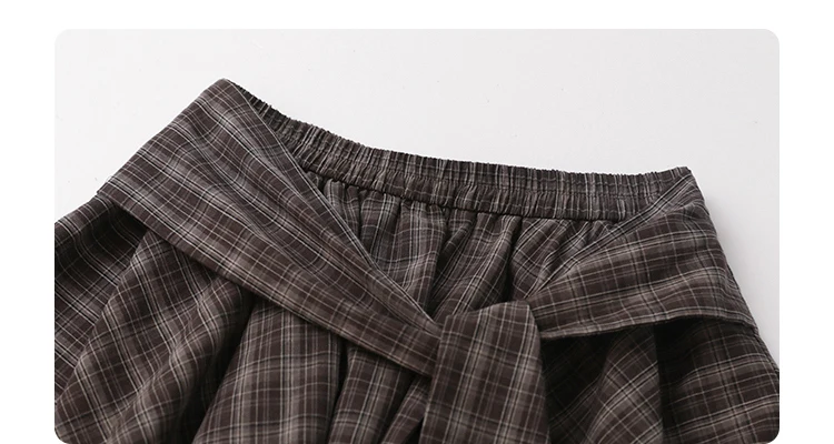 CHIC VEN Women Skirts A Line Elastic Waist Strap Ties Irregular Plaid Half Length Skirt Female Short Skirt Woman Summer 2025