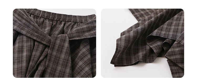 CHIC VEN Women Skirts A Line Elastic Waist Strap Ties Irregular Plaid Half Length Skirt Female Short Skirt Woman Summer 2025