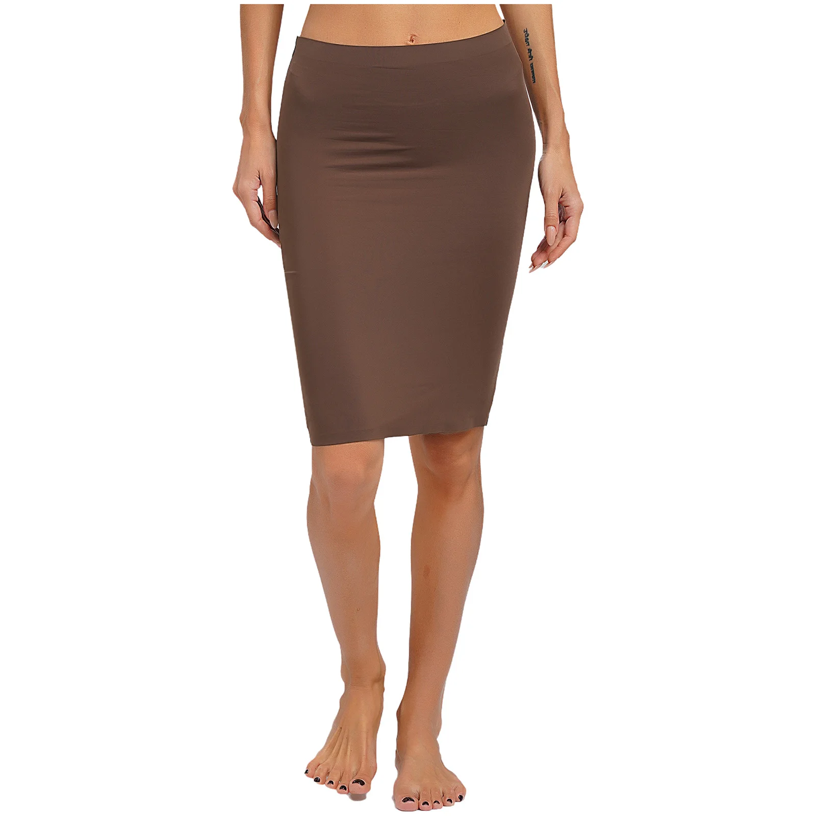 Sexy Women Tummy Control Body Shaper Skirt High Waist Shaperwear Underdress Seamless Plain Color Tight Fitting Shaper Skirt