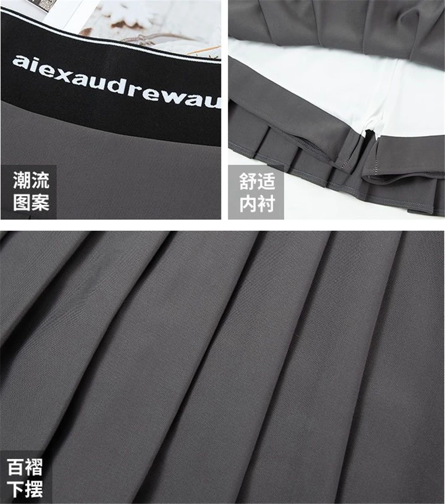 Streetwear High Waist Mini Pleated Skirts Women Korean Preppy Style Chic Short Faldas Elegant Black Safety Lined Tennis Saia