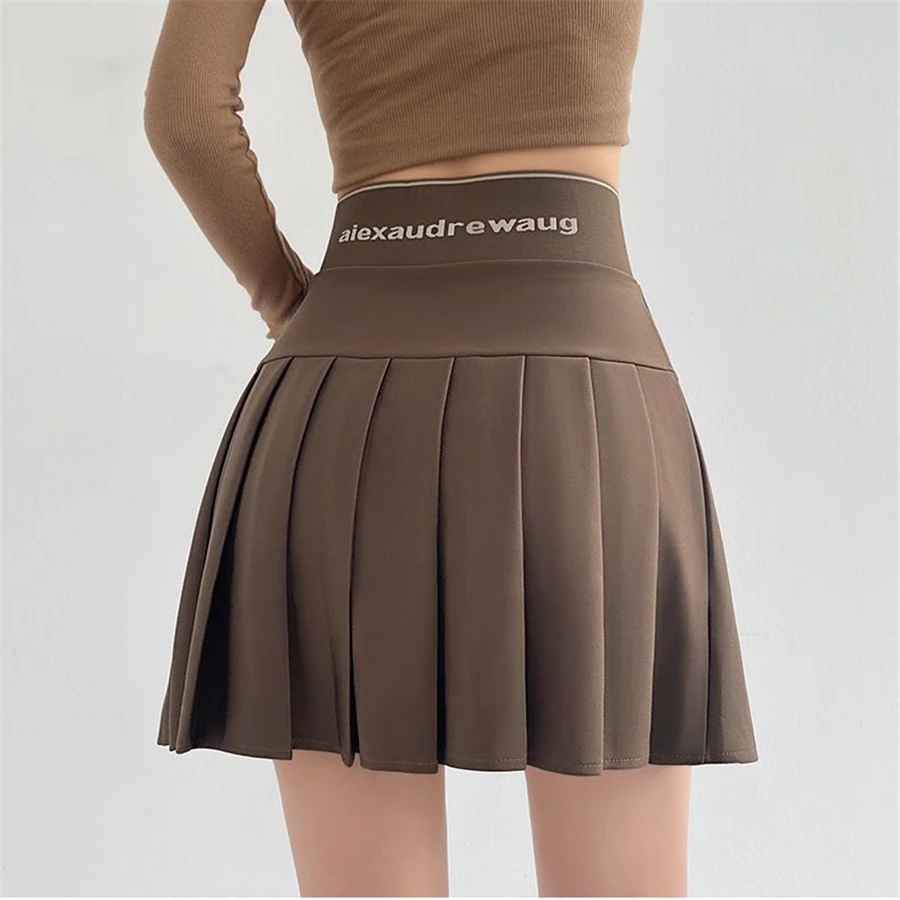 Streetwear High Waist Mini Pleated Skirts Women Korean Preppy Style Chic Short Faldas Elegant Black Safety Lined Tennis Saia