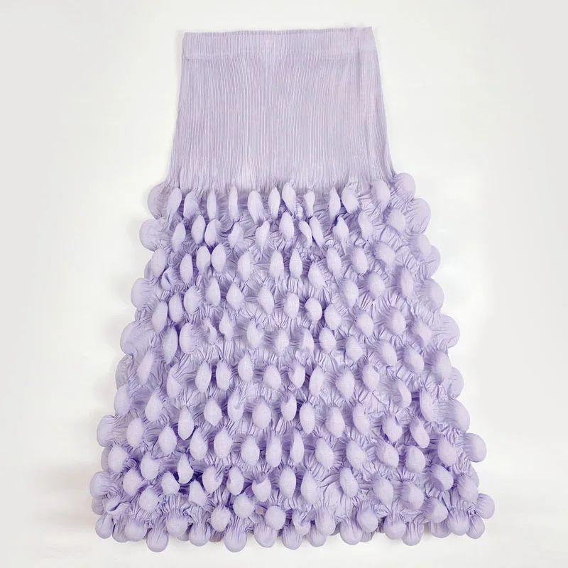 Miyake Pleated Bubble Skirt Women 2023 Autumn New Korean Harajuku Fashion Designer Unique Yellow Hand Pleated Skirt