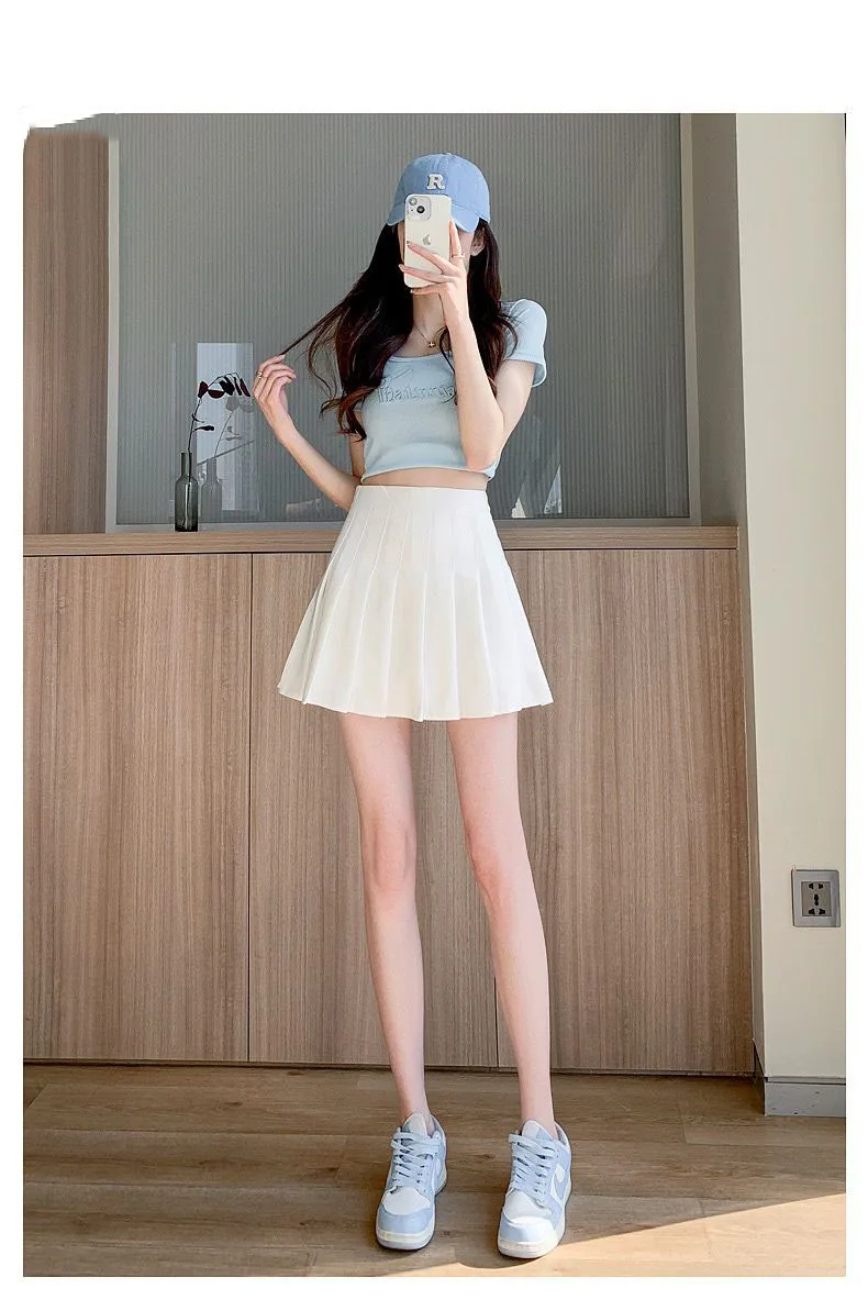 New Pleated Skirt for 2025 Womens Mini Skirts Japanese School High Waist Kawaii Cute Grey Plaid Skirt Uniform Harajuku Jupe