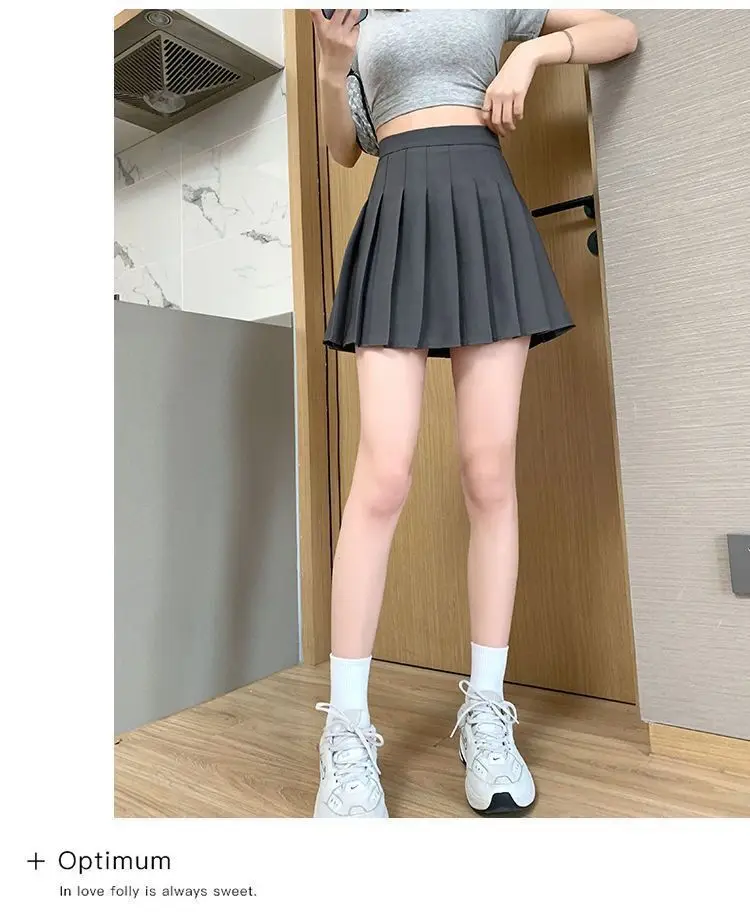 New Pleated Skirt for 2025 Womens Mini Skirts Japanese School High Waist Kawaii Cute Grey Plaid Skirt Uniform Harajuku Jupe
