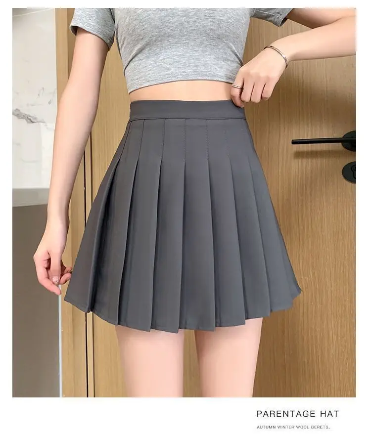 New Pleated Skirt for 2025 Womens Mini Skirts Japanese School High Waist Kawaii Cute Grey Plaid Skirt Uniform Harajuku Jupe