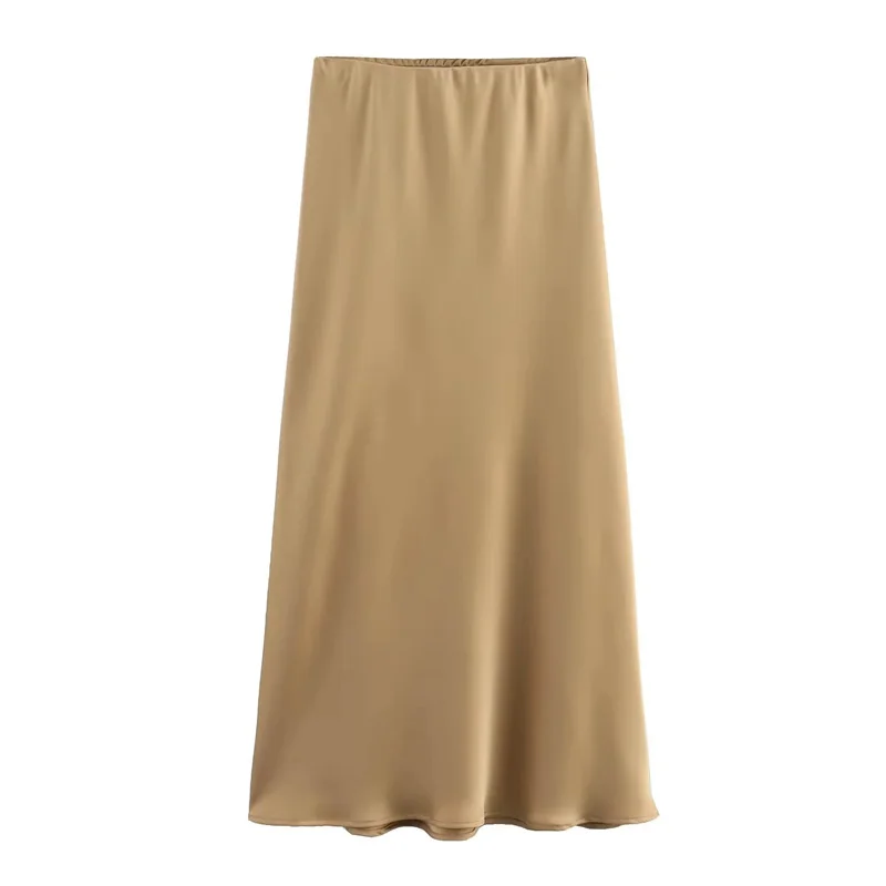 2025 Black Satin Skirt Woman High Waist Elegant Long Skirts For Women Fashion Summer Midi Skirt Office Women's Skirts