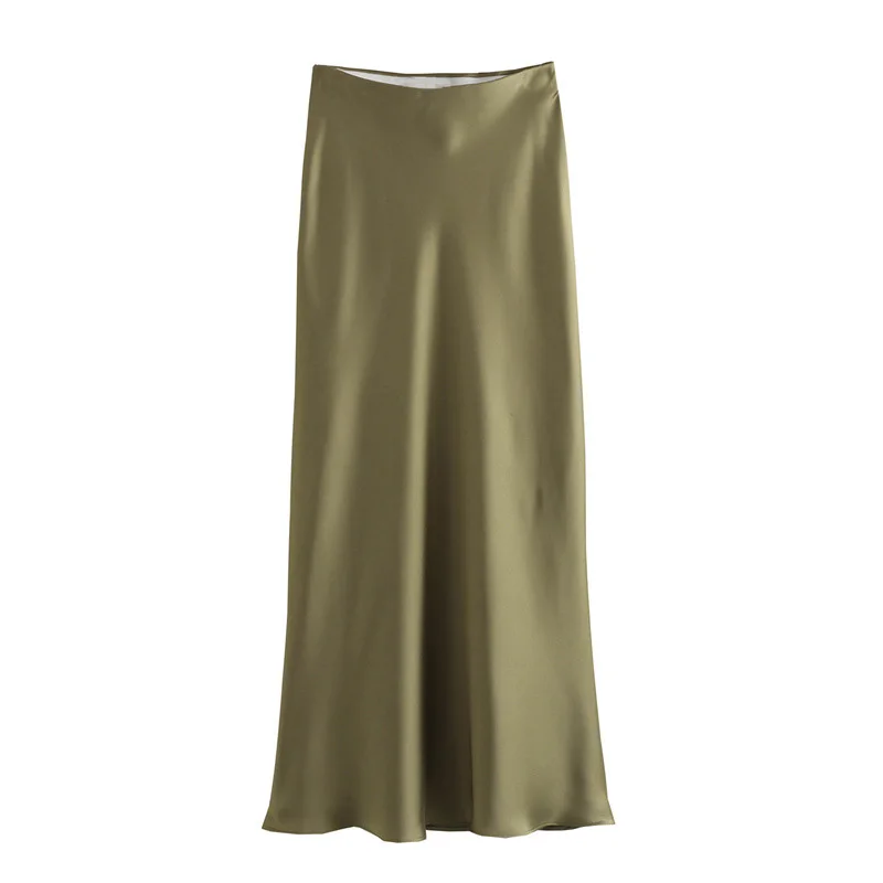 2025 Black Satin Skirt Woman High Waist Elegant Long Skirts For Women Fashion Summer Midi Skirt Office Women's Skirts