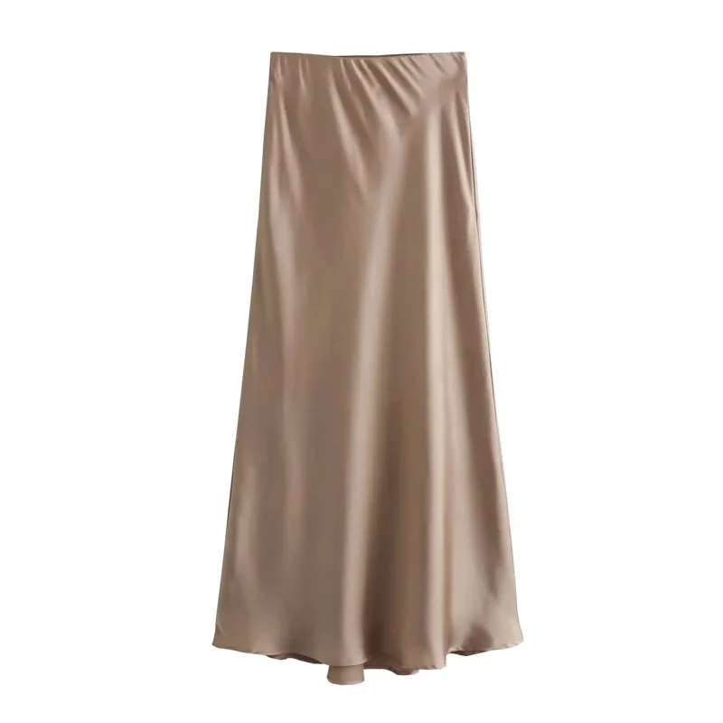 2025 Black Satin Skirt Woman High Waist Elegant Long Skirts For Women Fashion Summer Midi Skirt Office Women's Skirts