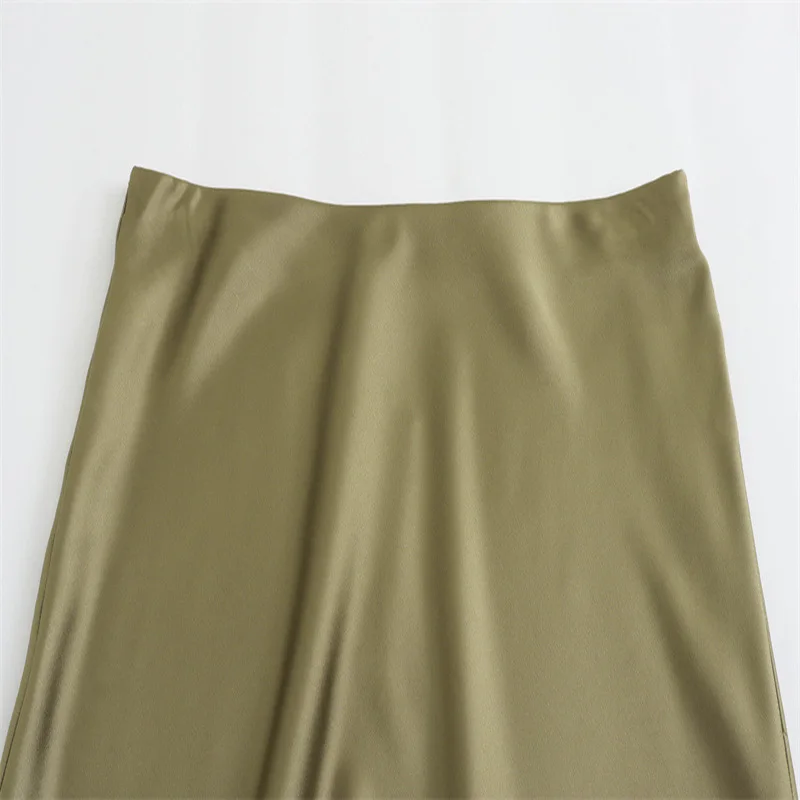 2025 Black Satin Skirt Woman High Waist Elegant Long Skirts For Women Fashion Summer Midi Skirt Office Women's Skirts