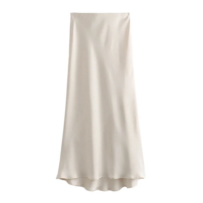 2025 Black Satin Skirt Woman High Waist Elegant Long Skirts For Women Fashion Summer Midi Skirt Office Women's Skirts