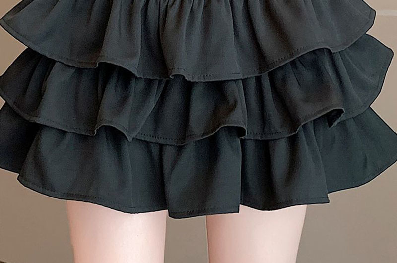 Korean Puffy Ruffles Cake Mini Skirt Women Kawaii Cute High Waist A-Line Skirts Girl's Fashion Streetwear Anti-Glare Short Skirt