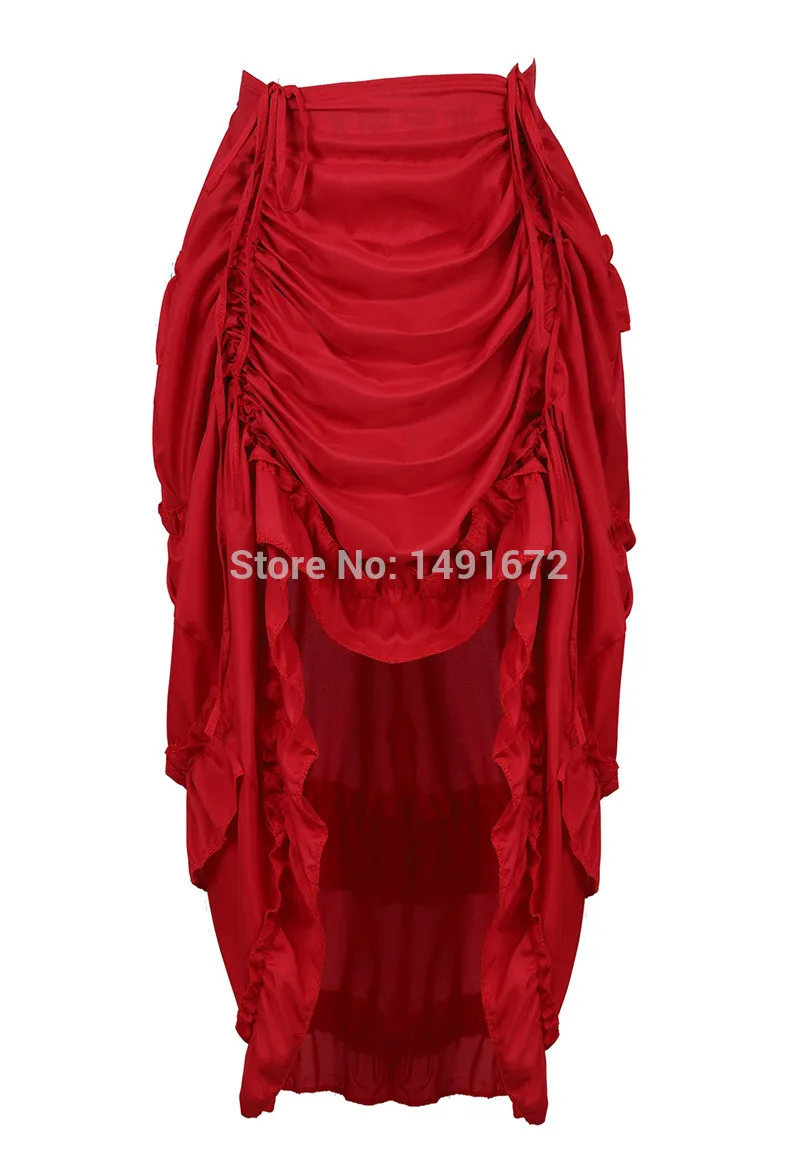 Women Skirt Fashion Sexy Slim Long High Low Shirring Pleated Corset Bustier With Skirts Steampunk Gothic Punk Vintage Plus Size